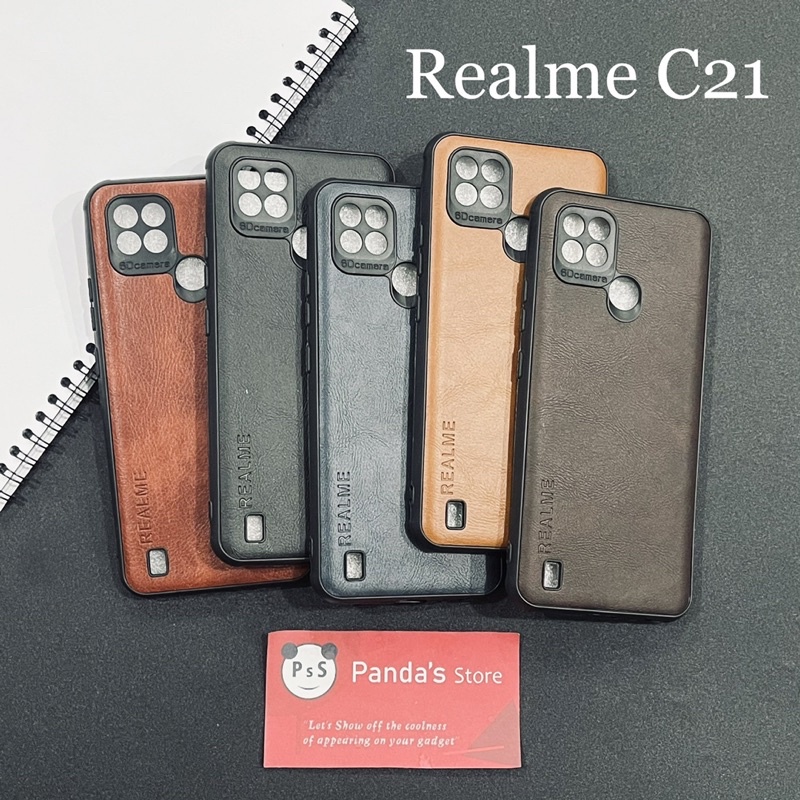 Leather Case Realme C21 Softcase Kulit Elegan Casing Slim Fit