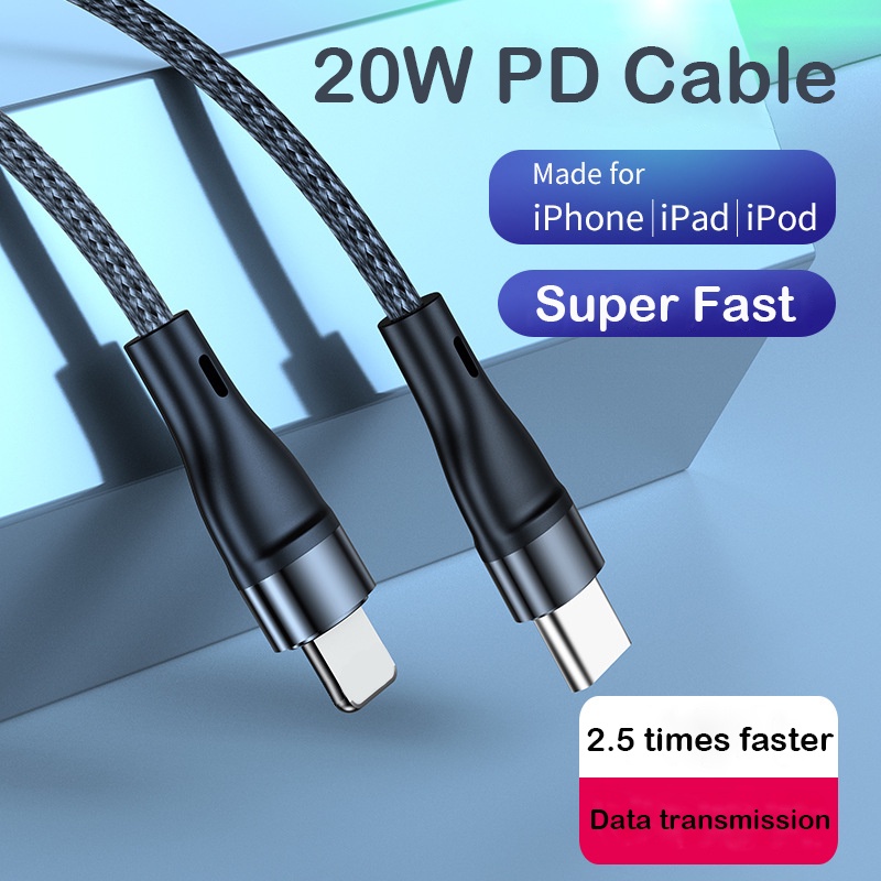 Kabel Data / Charger USB Tipe C 60W 3A C-C-L Bahan Aluminum Alloy Panjang 1M / 2M Untuk Iphone