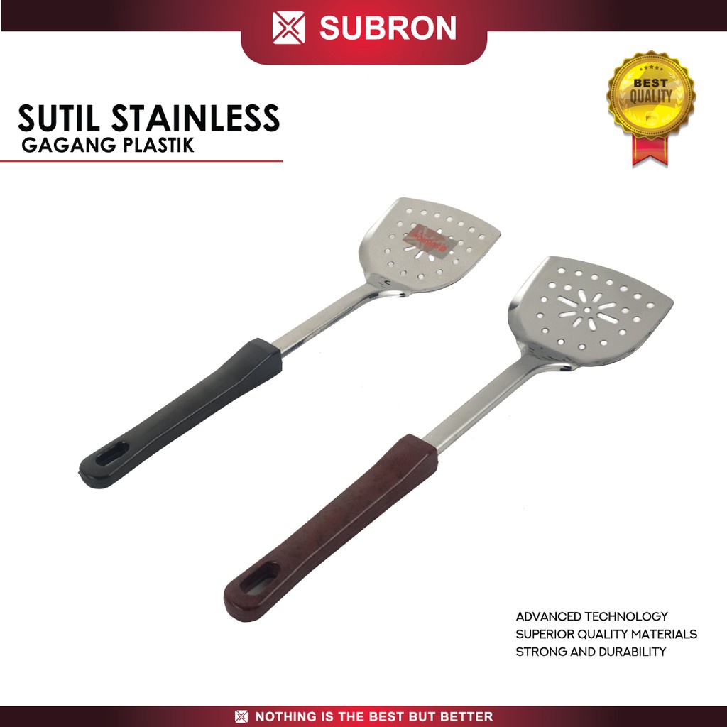 Spatula Stainless Steel Susuk Sutil Sodet Gagang Plastik - SUBRON