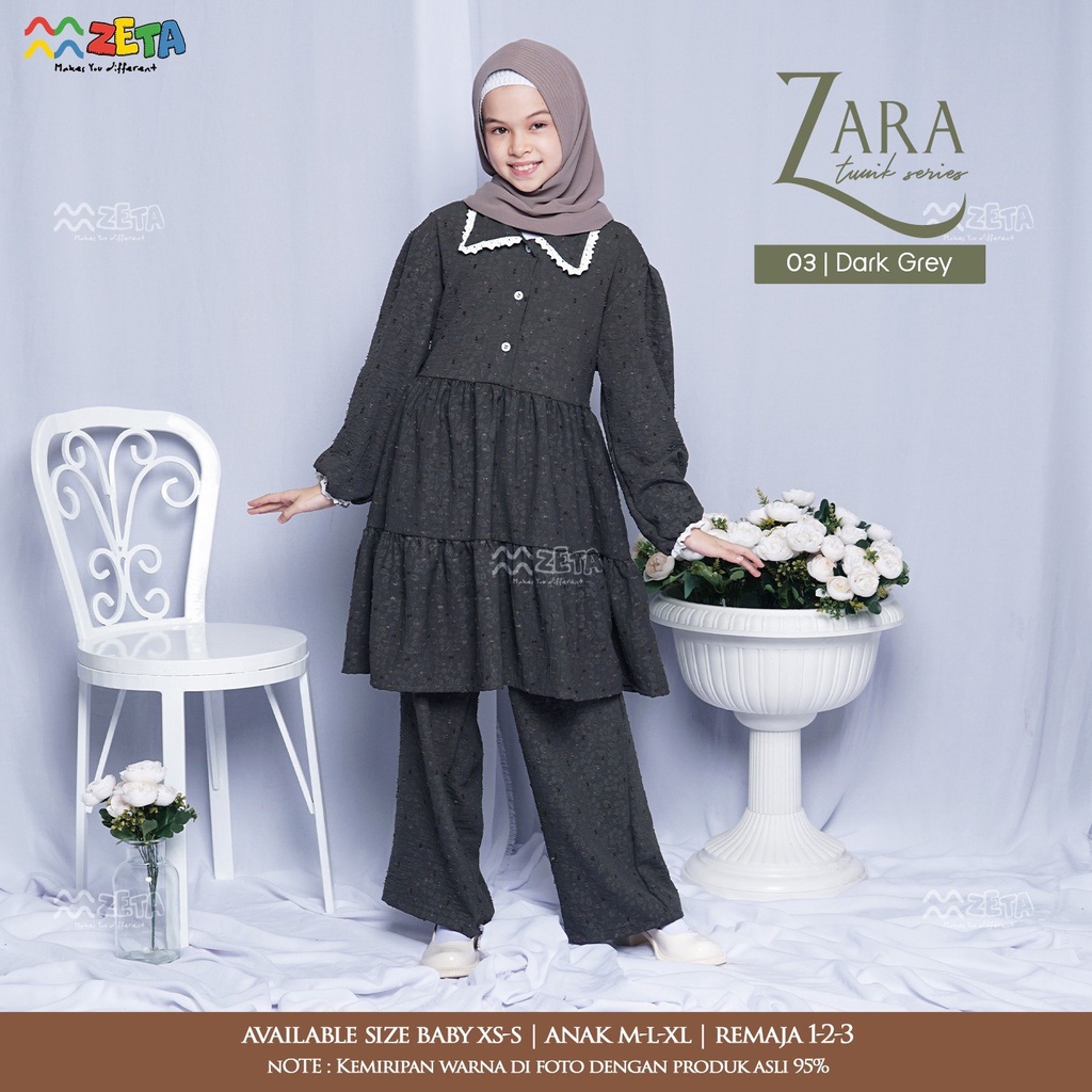 TUNIK SET KERUDUNG ZARA SERIES BAHAN URAGIRI EMBOS BY ZETA OUTFIT