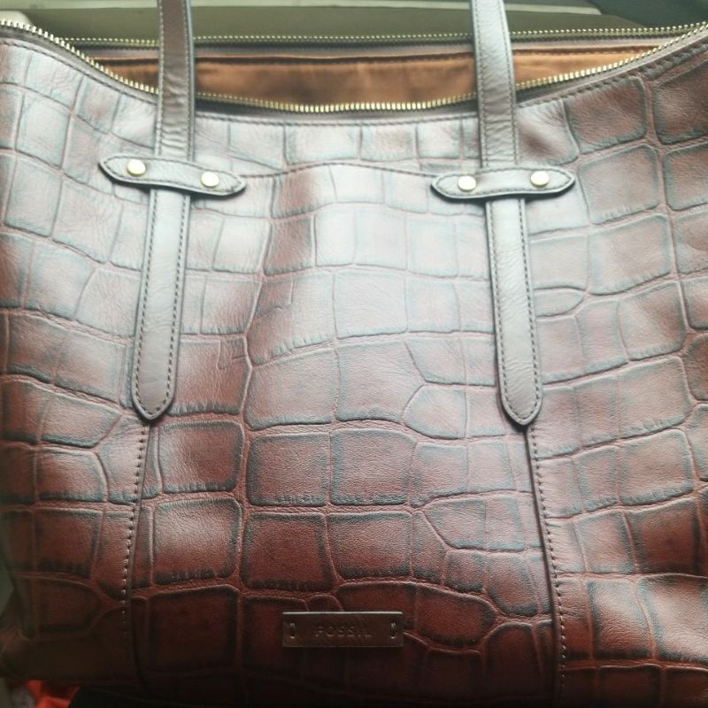 tas fossil original tote croco