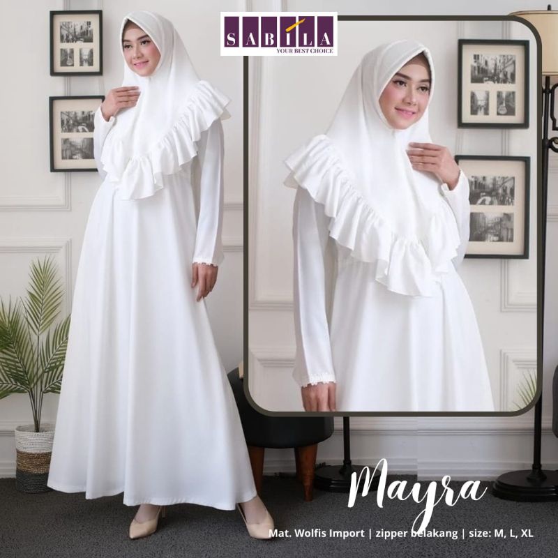 MAYRA Gamis Putih SYAR'I Premium by Sabila