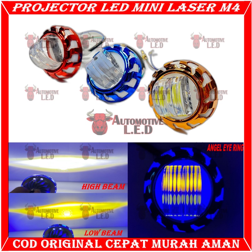 ORIGINAL LAMPU LED LASER M4 LASER  PROJIE LED 2 WARNA LAMPU UTAMA MOTOR H6 H4 LAMPU PROJECTOR LED SX