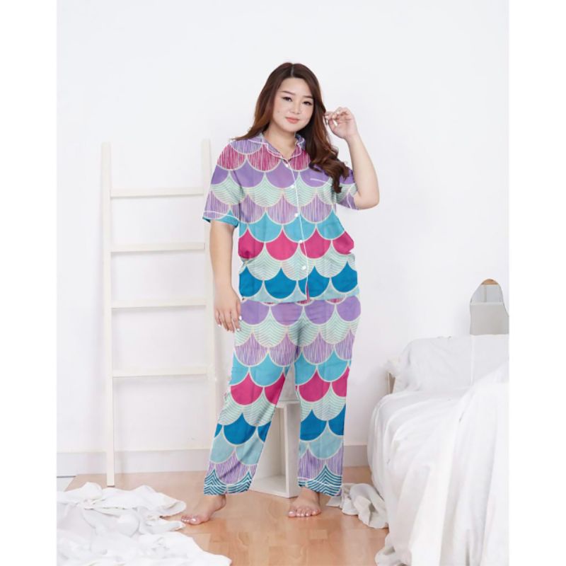 piyama jumbo terbaru/setelan wanita jumbo/baju tidur katun jumbo