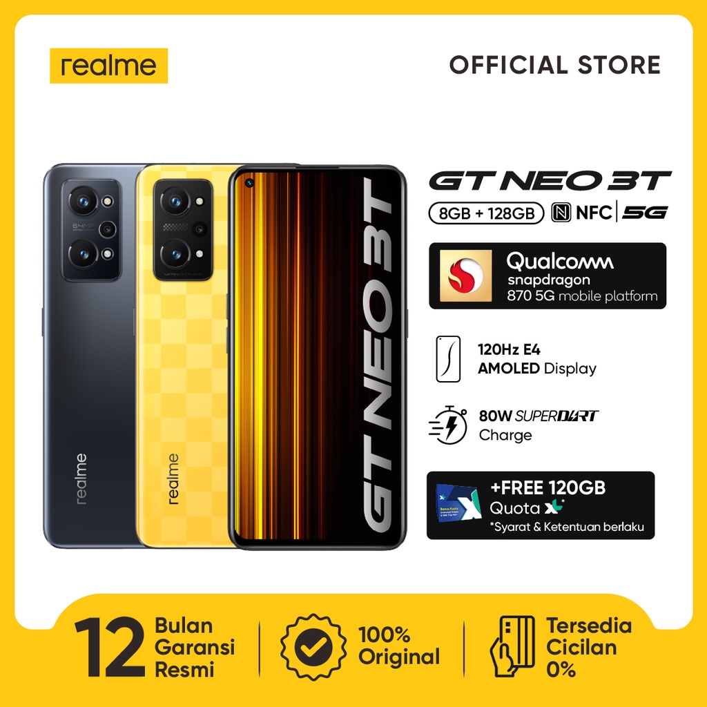 Realme GT Neo 3T 8/128GB 5G 80W Charge Snapdragon 870 5G 120Hz E4 AMOLED