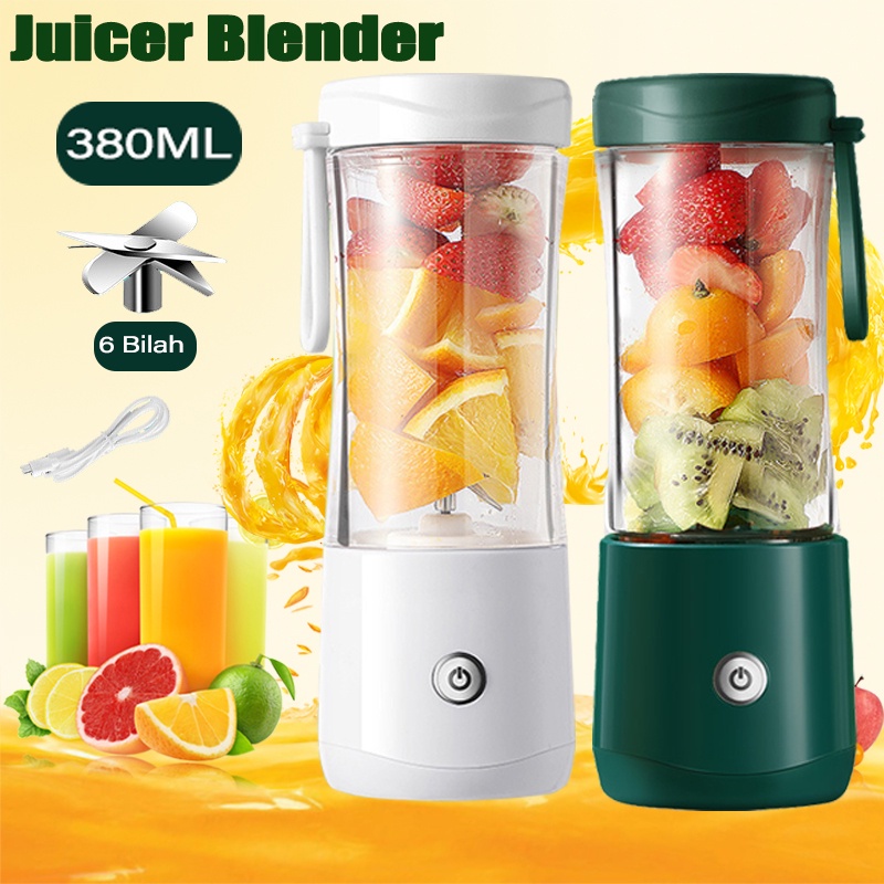 Juicer Blender Rechargeable Mini Portable 6 Mata 380ML Blender Jus Mini Alat Jus Listrik