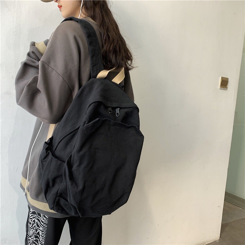 Sera Muji tas sekolah wanita versi Korea dari ransel siswa sekolah menengah pertama dengan kapasitas besar ransel kanvas retro sederhana