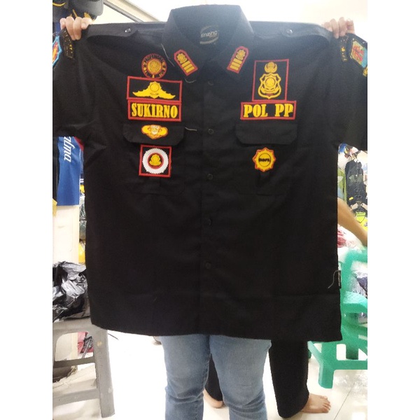 Kemeja PoL PP Full bordir timbul, seragam pol pp timbul