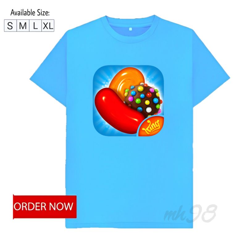 Baju candy Crush Saga/Kaos Candy Crush Saga/t-shirts candy Crush Saga/Baju kaos t-shirts anak peremp