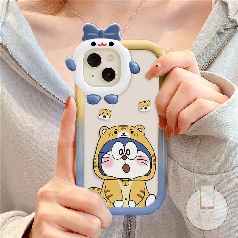 Casing Couple Case Realme C33 C25 C35 C30 8i 9Pro+ C25s C31 9i C25Y C20A C21Y C12 C21 C11 C17 C15 C3 8c20 6i 7i 5s 5 5i Cute 3D Bow-knot Monster Lens Lovely Doraemon Shockproof Soft Case