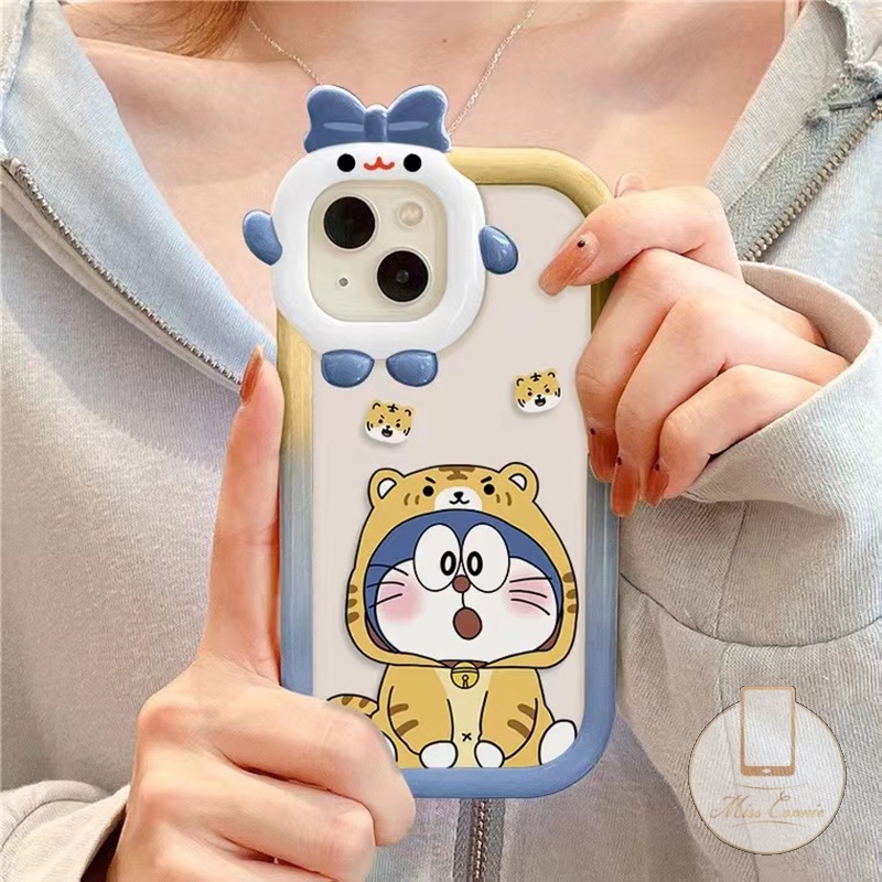 Casing Couple Case Realme C33 C25 C35 C30 8i 9Pro+ C25s C31 9i C25Y C20A C21Y C12 C21 C11 C17 C15 C3 8c20 6i 7i 5s 5 5i Cute 3D Bow-knot Monster Lens Lovely Doraemon Shockproof Soft Case