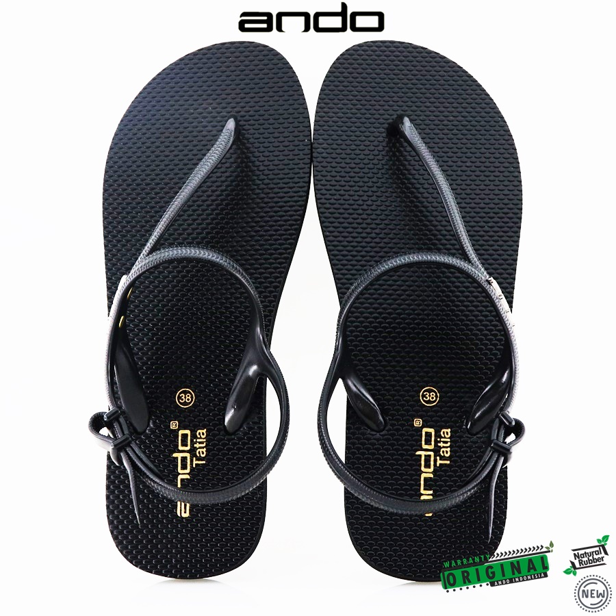 NEW  Ando Tatia Hitam/Emas - Sandal Strapp Wanita Strappy