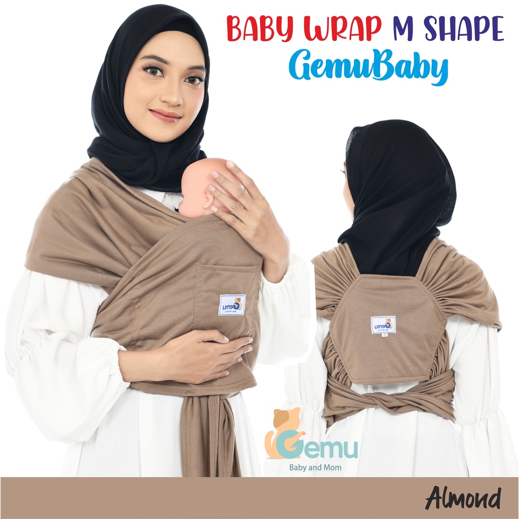 GEMUBABY Gendongan Bayi Depan M Shape Baby Wrap 3in1 Geos Baby Instan Premium with Sash Belt Warna Soft