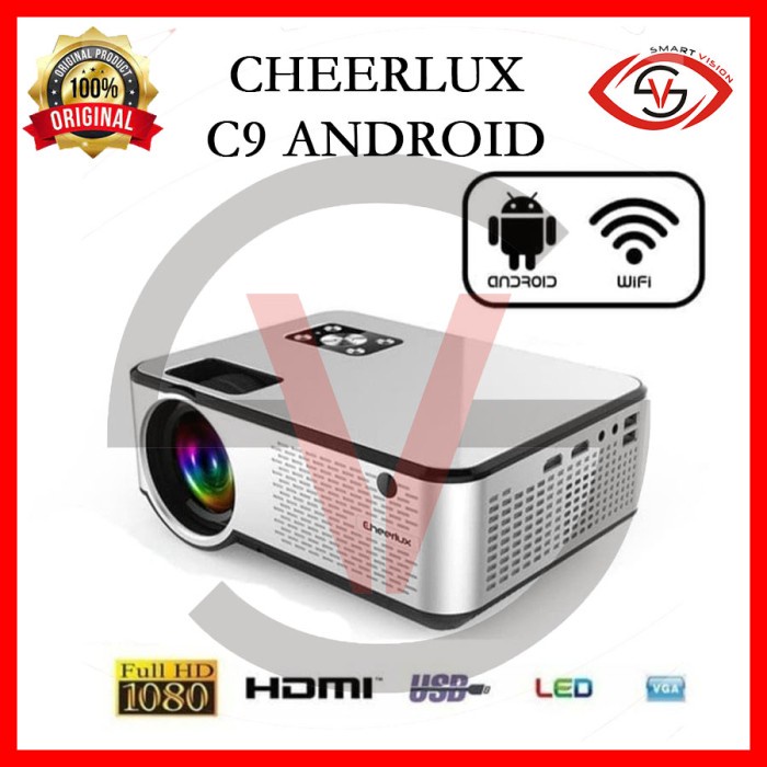 Cheerlux C9 Android Wifi Smart Proyektor 2800 Lumens with TV Tunner