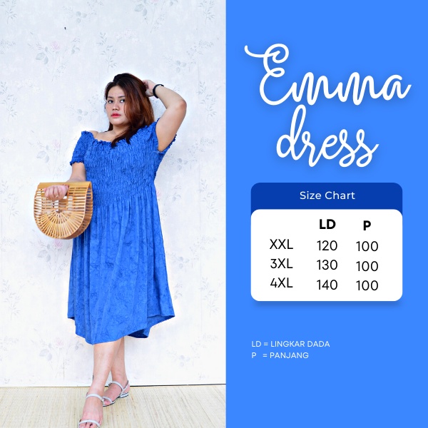 Balicihui Dress Kerut Jumbo Dress Emma Dress Wanita Plus Size Big Size Dress Bali