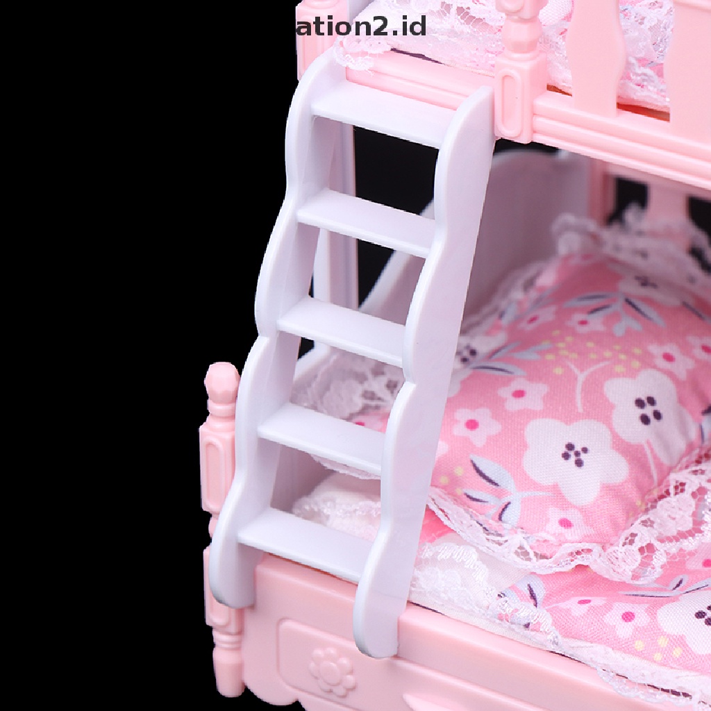 Mainan Miniatur Ranjang Double Bed Gaya Eropa Untuk Rumah Boneka