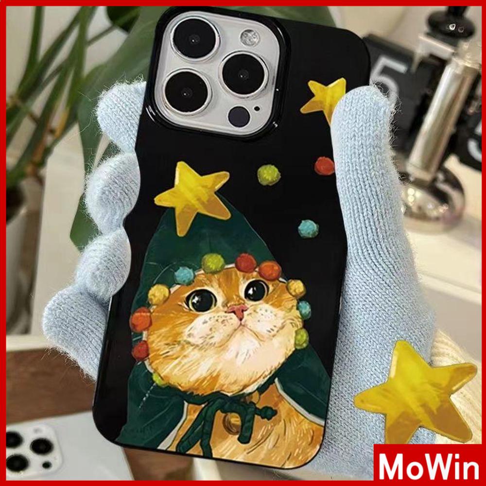 For iPhone 14 Pro Max iPhone Case Glossy Black TPU Soft Case Shockproof Protection Camera Merry Christmas Cute Cat Compatible For iPhone 13 Pro max 12 Pro Max 11 xr xs 7Plus 7 8