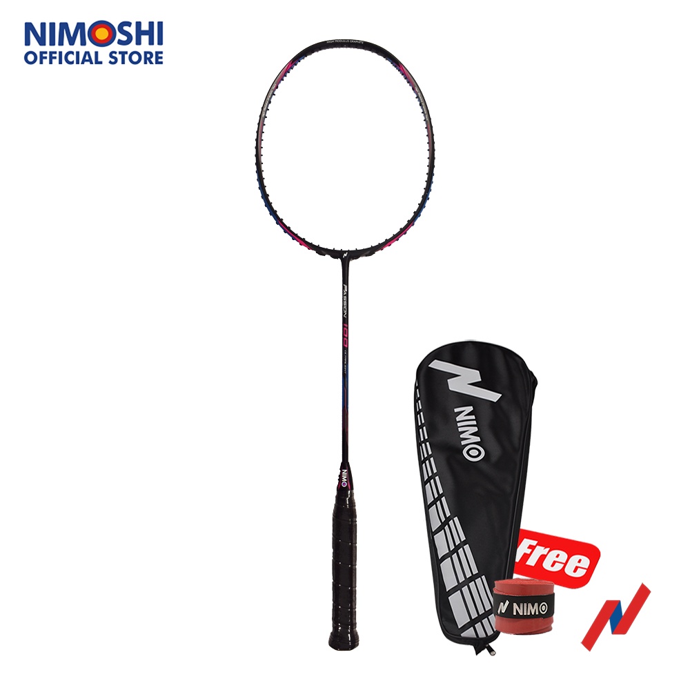 NIMO Raket Badminton PASSION 100 Blue Purple + FREE Tas &amp; Grip Wave Pattern