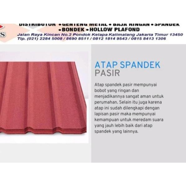 Atap Zincalume Spandek pasir 0.40 mm / atap metal per meter - 1 m