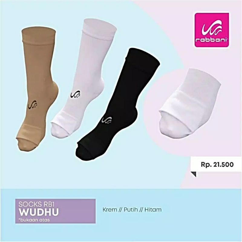 READY KAOS KAKI POLOS RABBANI KAOS KAKI WUDHU POLOS RABBANI PENUTUP KAKI WANITA MUSLIMAH