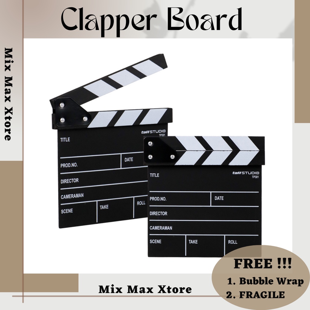 TaffSTUDIO Profesional Clapper Board Woopower Classical Movie Film - Black