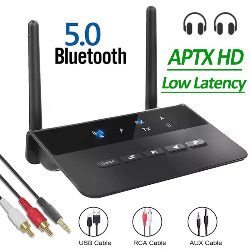 Opansten Audio Bluetooth 5.0 Transmitter Receiver Adapter aptX RCA AUX - B2 - Black
