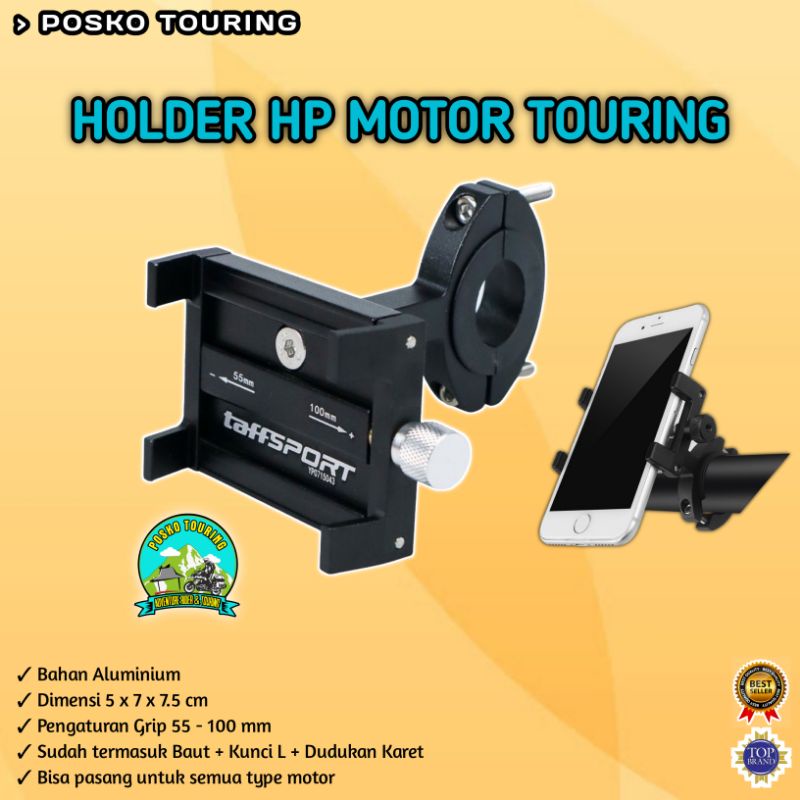 Holder HP Alumunium Besi Kuat Motor Touring Bukan GUB