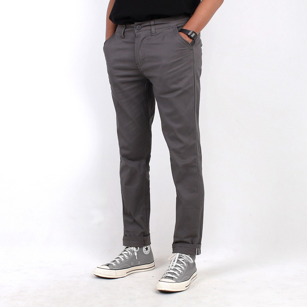 CELANA CHINO Panjang pria Slimfit KERJAHARIAN Santai Casual Formal Hitam Abu Cream Mocca Size 27-38