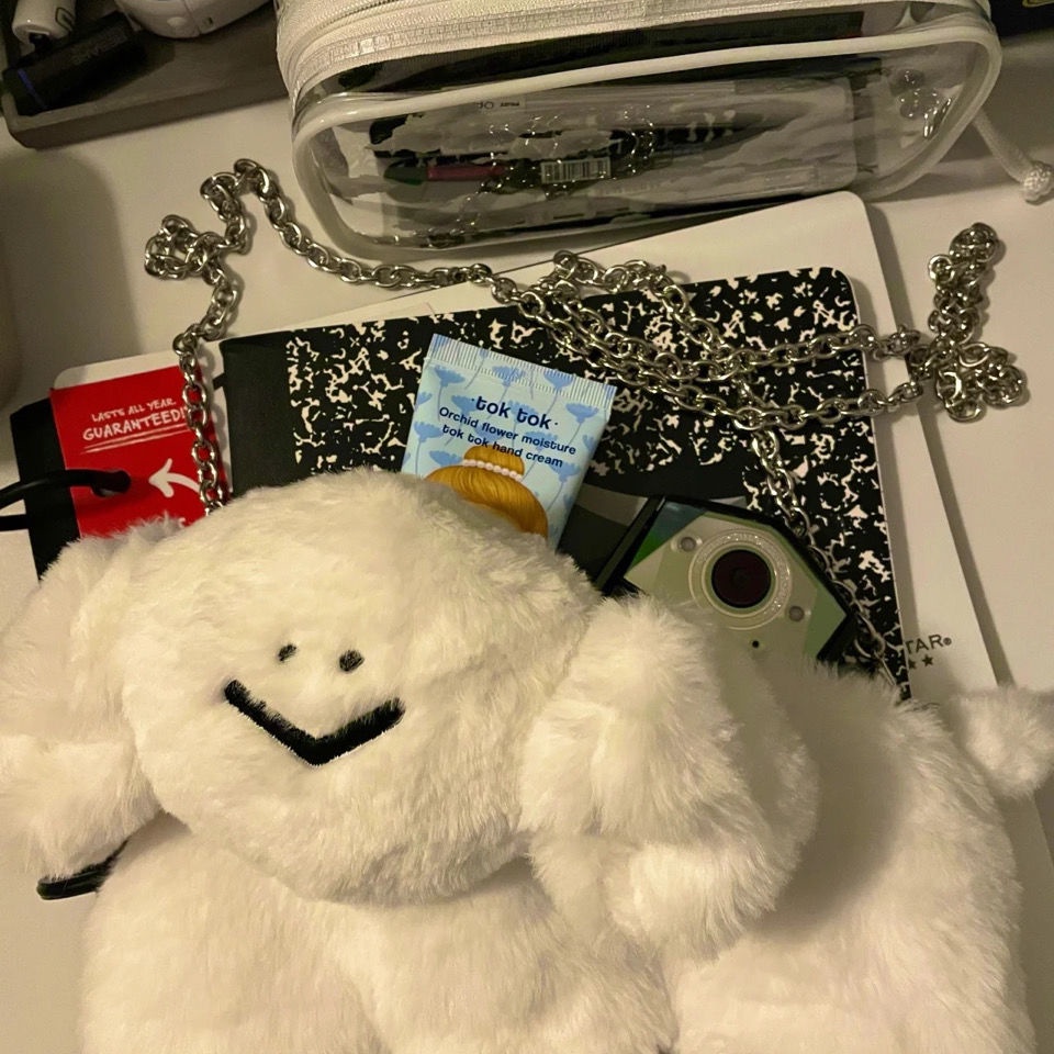 ☎Sera Jepang diimpor kecil awan putih transparan tas pensil PVC, Kapasitas besar penyimpanan alat tulis tas kosmetik, Tangan membawa sederhana kecil segar