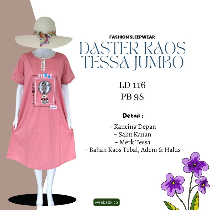 Daster Tessa Kaos Jumbo Kekinian| Modis Untuk Ibu Muda