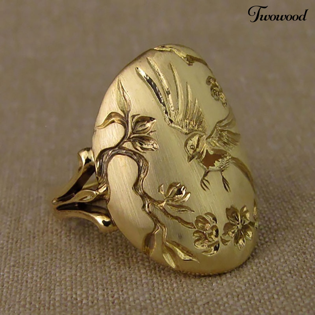 Cincin Tunangan Desain Burung Dan Bunga Gaya Vintage Untuk Wanita