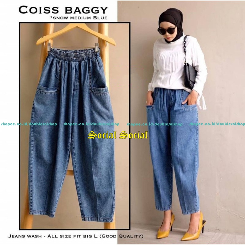 ZOLLA #7 Baggy Jeans / Celana Jeans Panjang Wanita Kekinian Hits Sakku Depan