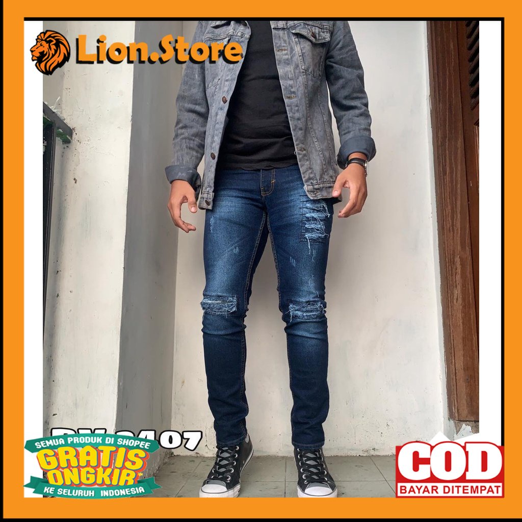 CELANA JEANS SOBEK KEREN KEKINIAN /Celana Jeans Sobek Panjang Pria Black Viper Original Distro Slimf