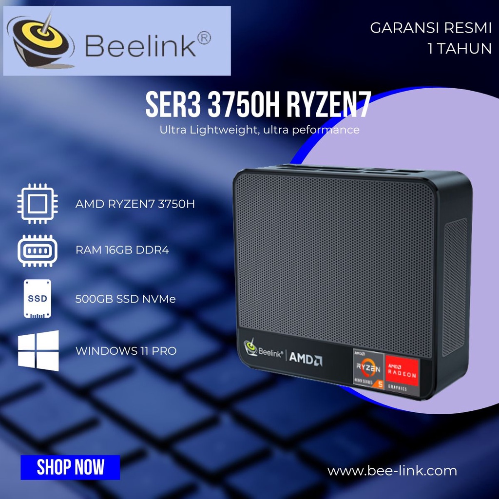 Mini PC Beelink SER3 AMD Ryzen7 3750H 16/500GB SSD NVMe Windows 11 Pro