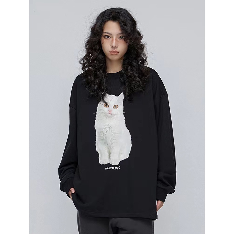 2 warna korean style atasan baju wanita kekinian Sweater Oversize  Cat Wanita/Switer Wanita