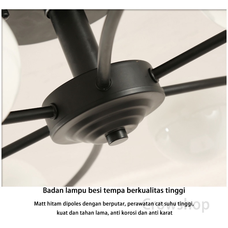 Lampu Plafon 3/6/8 Led E27 Industrial Bahan Besi Untuk Plafon Ruang Tamu Modern minimalist Ceiling lamp (Bohlam Tidak Termasuk)