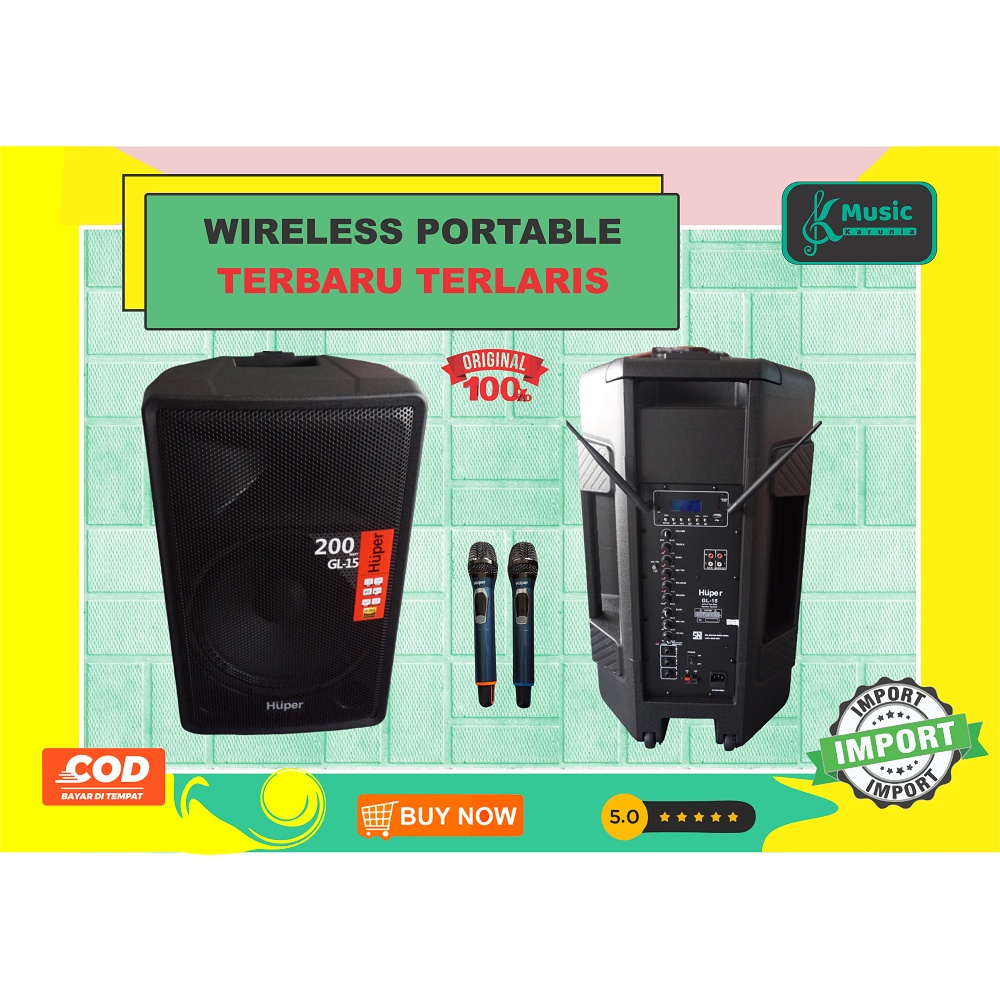 [hrg*offline* lbh murah] Huper bikin Heboh Amply wireless Speaker Portable HUPER GL-15 GL 15 200 Wat