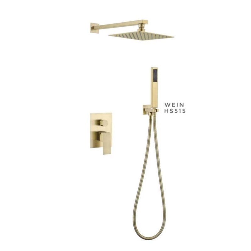 KRAN TANAM 2 FUNGSI MIXER BRUSH GOLD/STOP KRAN TANAM + WALL SHOWER DAN HAND SHOWER BRUSHGOLD P/D