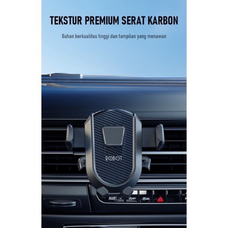 Robot Car Holder RT-CH15 Air Vent Stand Holder mobil Universal Gravity Smartphone Garansi Original Resmi