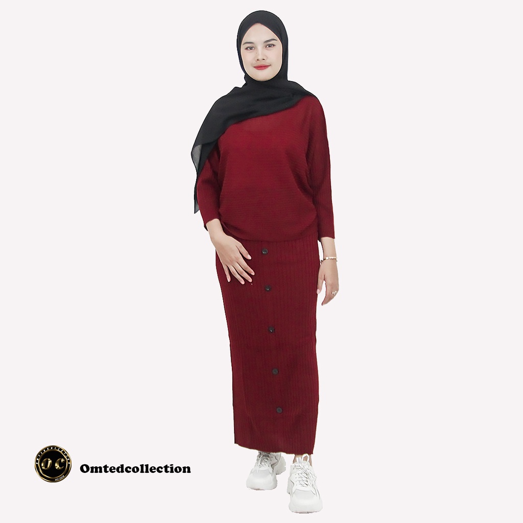 Setelan wanita dewasa / Oneset rajut rok dan sweater bahan premium banyak pilihan warna