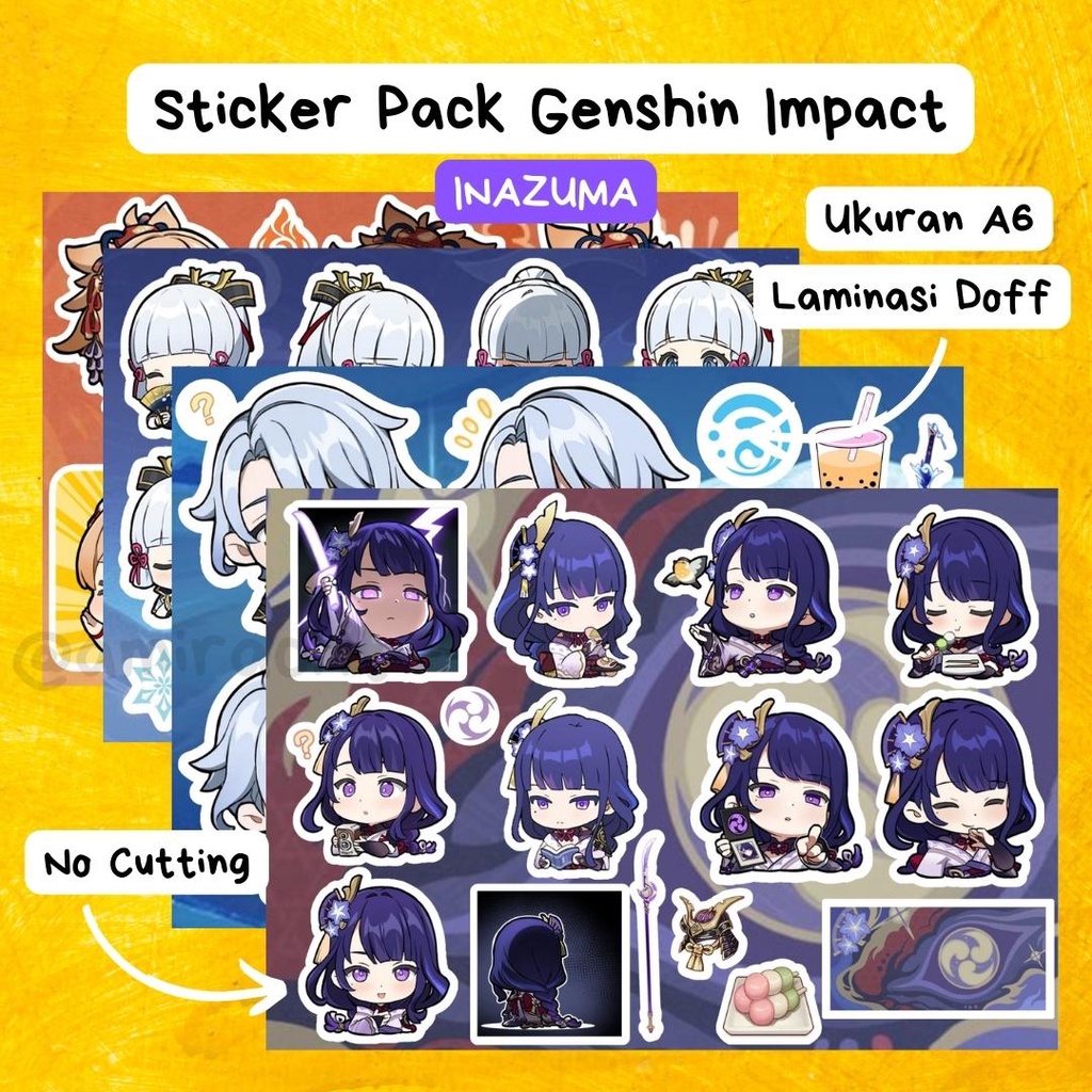 

[INAZUMA] Sticker Pack Genshin Impact A6 Vynil, Doff, Kisscut | Arataki Itto Gorou Kaedehara Kazuha Kamisato Ayaka Kamisato Ayato Kujou Sara Kuki Shinobu Raiden Shogun (Ei) Sangonomiya Kokomi Sayu Shikanoin Heizou Thoma Yae Miko Yoimiya