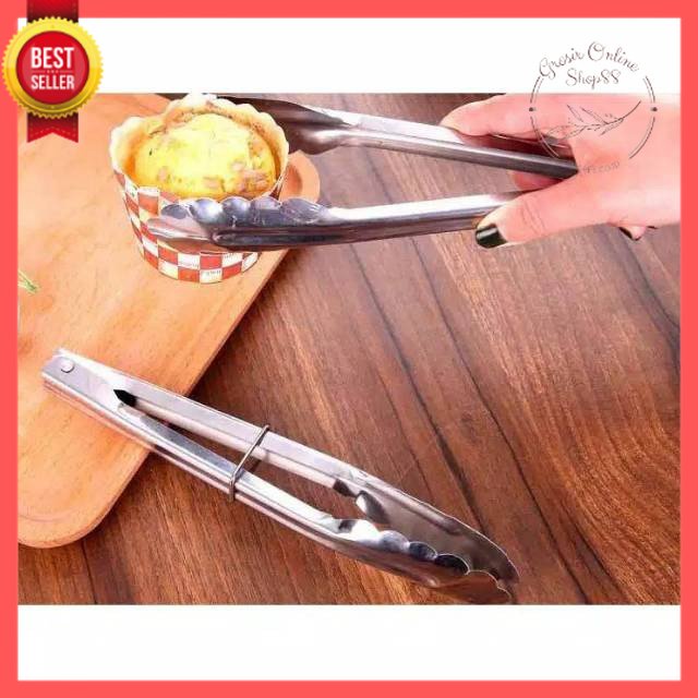 GOS A207 -Penjepit makanan Gorengan Kue serbaguna bahan 9in stainless steel