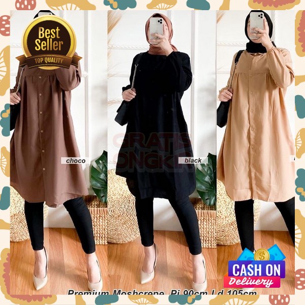 Bsju Thunic Elegan Atasan Tunika Remaja Tunix Kondangan Fashionable Long Tunik Perempuan Tunik Midi 