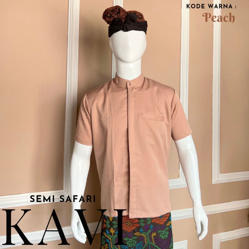 Baju Atasan Kemeja Lengan Pendek Pria Semi Safari Bali Polos Kavi