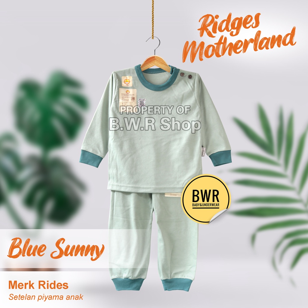 Setelan Anak Ridges PANJANG Motherland Polos / Setelan Piyama Baju Tidur Anak Harian Warna Unisex | Bwr