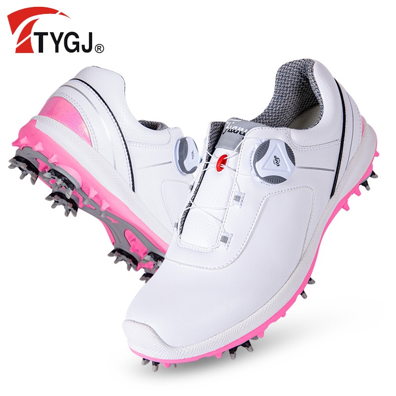 Ttygj Sepatu Golf Wanita Tahan Air Sepatu Sol Non-slip Delapan Kuku Sneakers