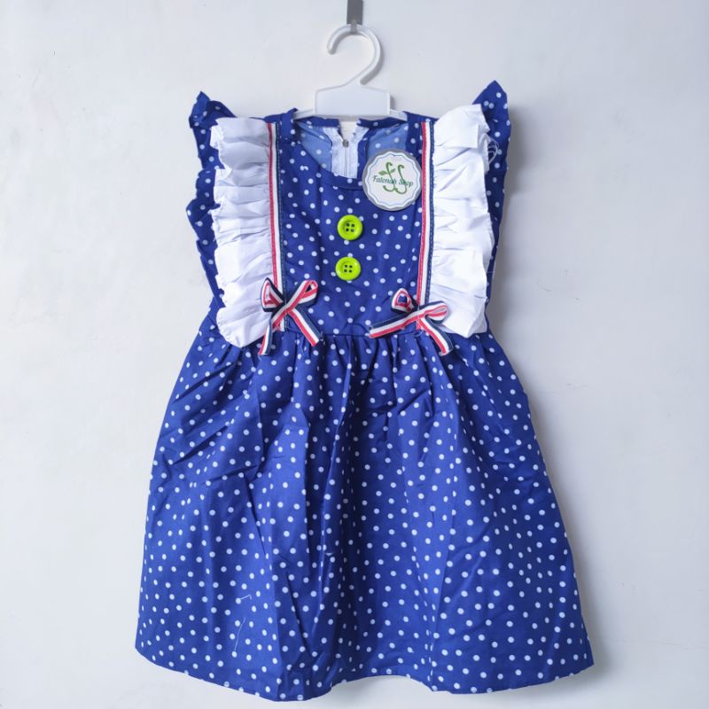 Dress Anak 2 3 Tahun Anak Cewek Perempuan Polka Ruffle viral kekinian terbaru FatonahShop