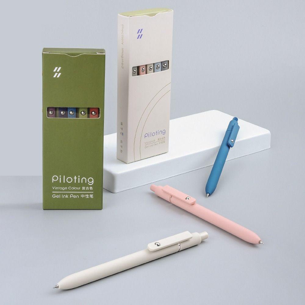 Populer 5PCS Gel Pen Alat Tulis Kantor Sekolah 0.42mm Fine Point Bolpen Tinta Bolpen