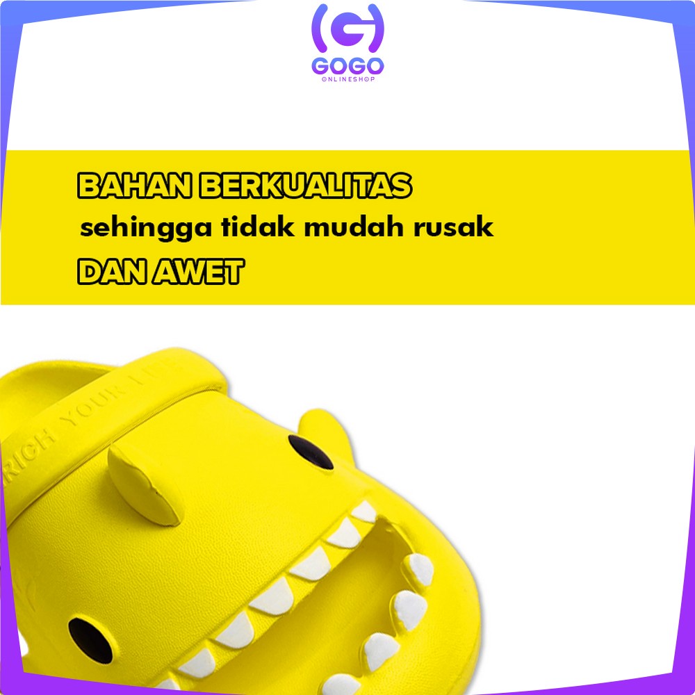 GOGO-S40 Sandal Hiu Karakter Hewan Lucu Bahan EVA Dengan Tali Belakang / Sendal Shark Anak Lucu Anti  Slip Unisex / Sendal Selop Anak Import