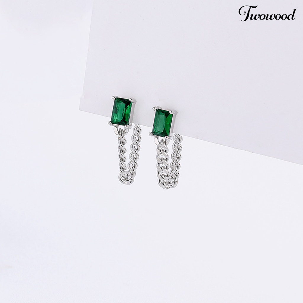 1 Pc Anting Menjuntai Bentuk Kubus Bahan Zirconia Gaya Korea Untuk Hadiah Ulang Tahun